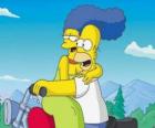 Homer ve Marge Simpsons Motosiklet içinde